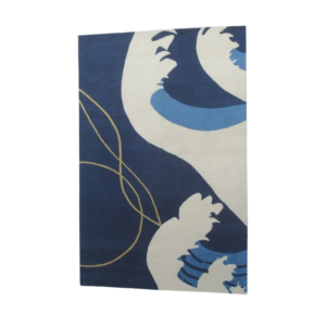 Ocean Indigo 6x9, Tibetan Handknotted Fairtrade Wool and Linen Rug